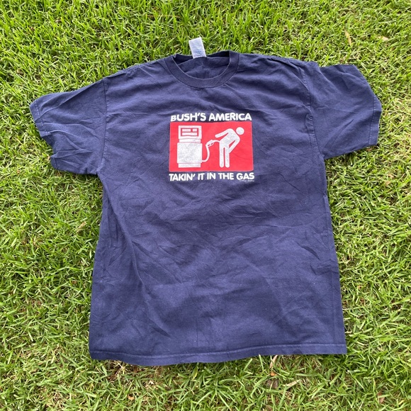 George Bush Political Satire Gas Humorous Shirt Size Large Obama Trump Clinton - Picture 1 of 5